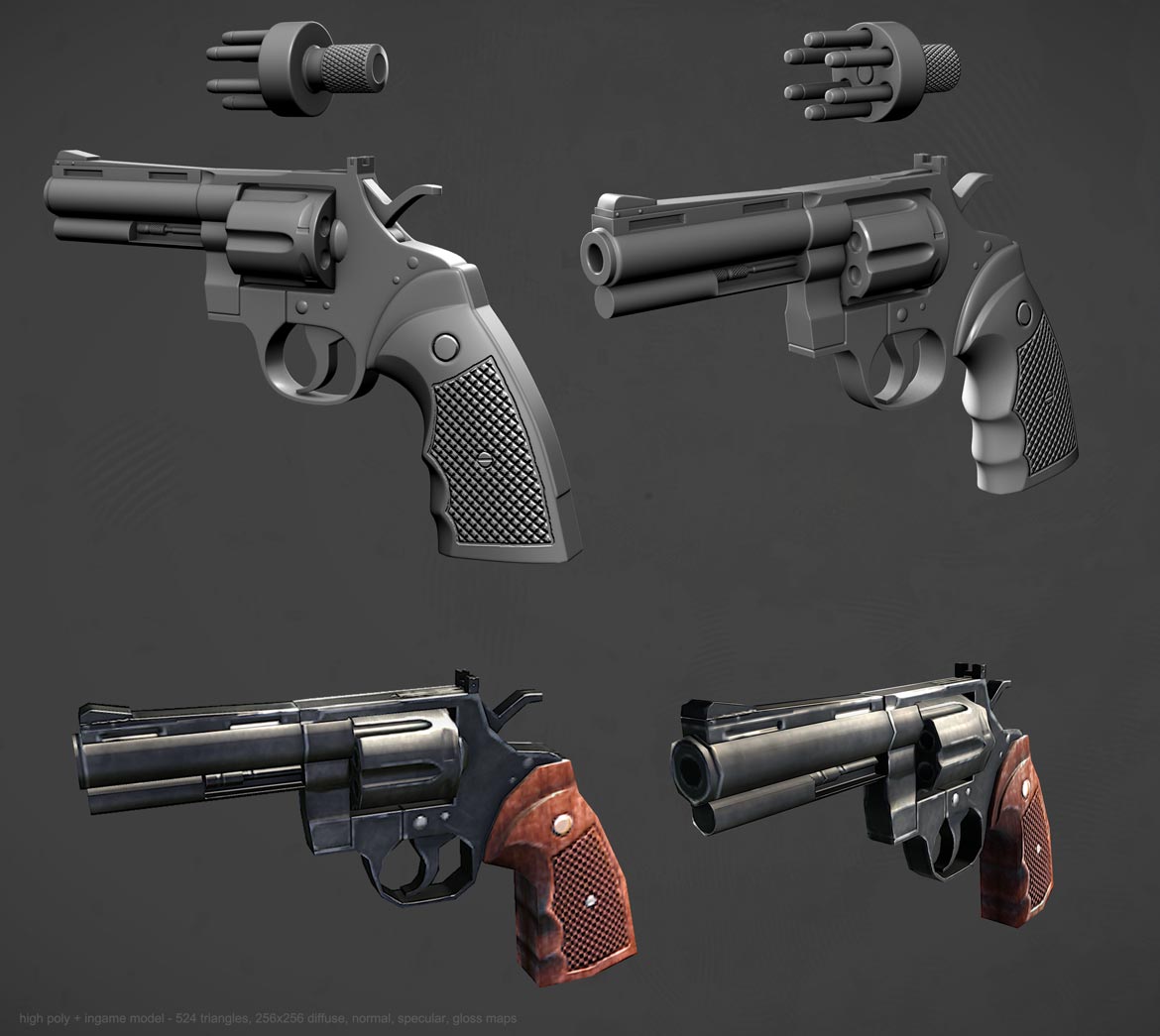 Pistol gun low poly