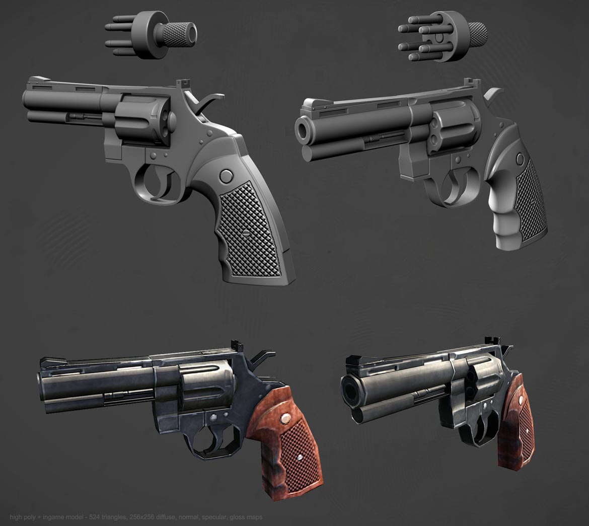 Pistol gun low poly