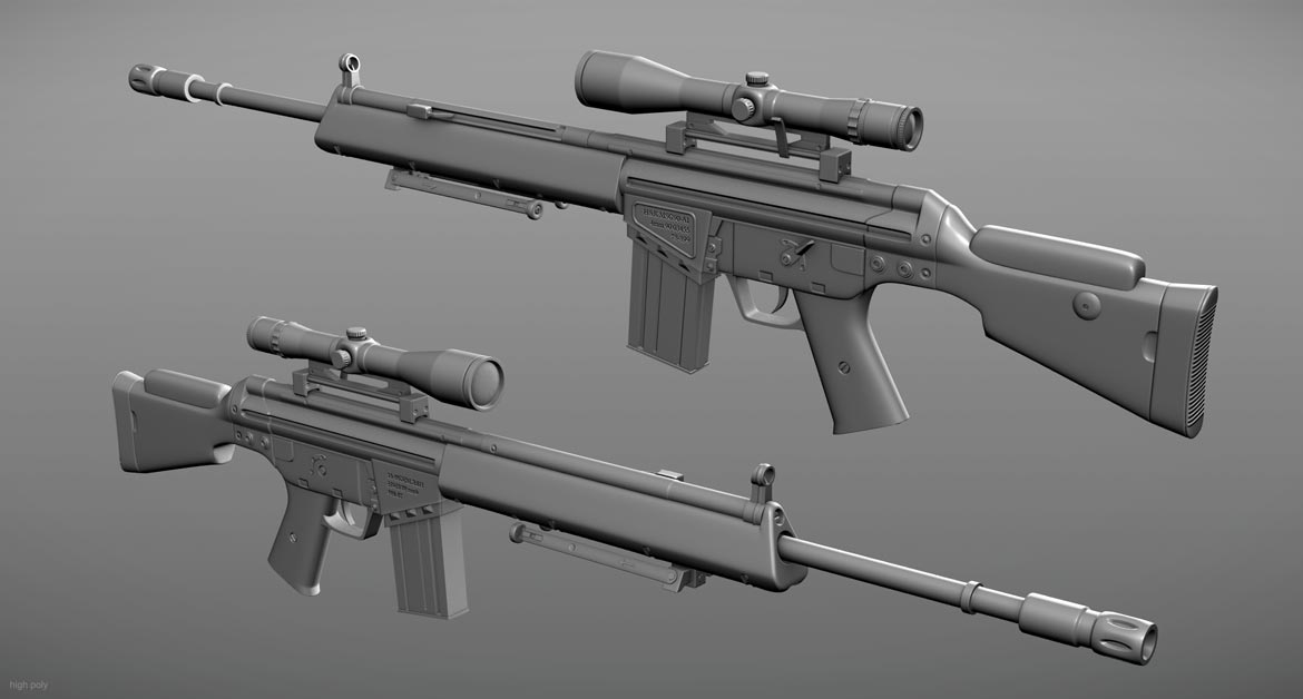 Sniper gun high poly