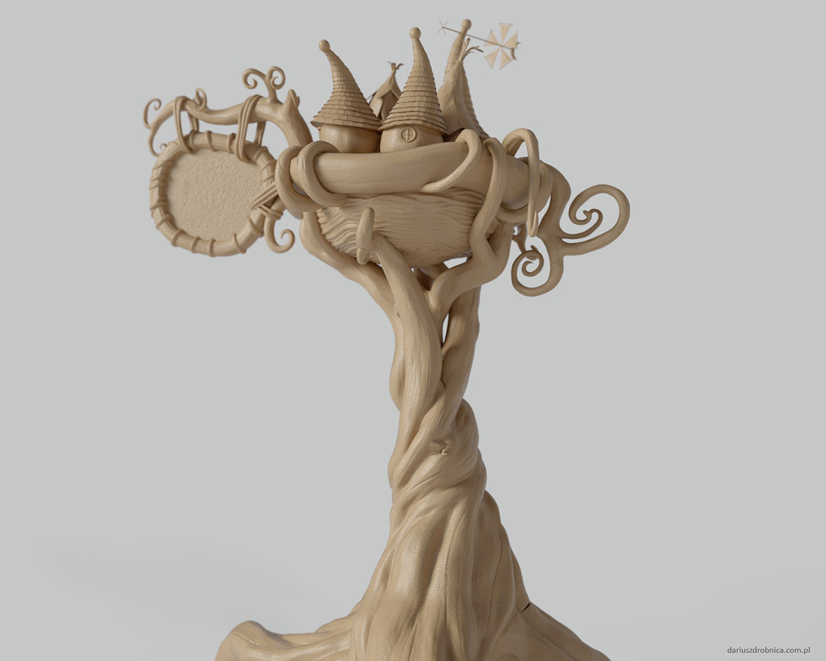 Pixie Hollow Sign high poly sculpt