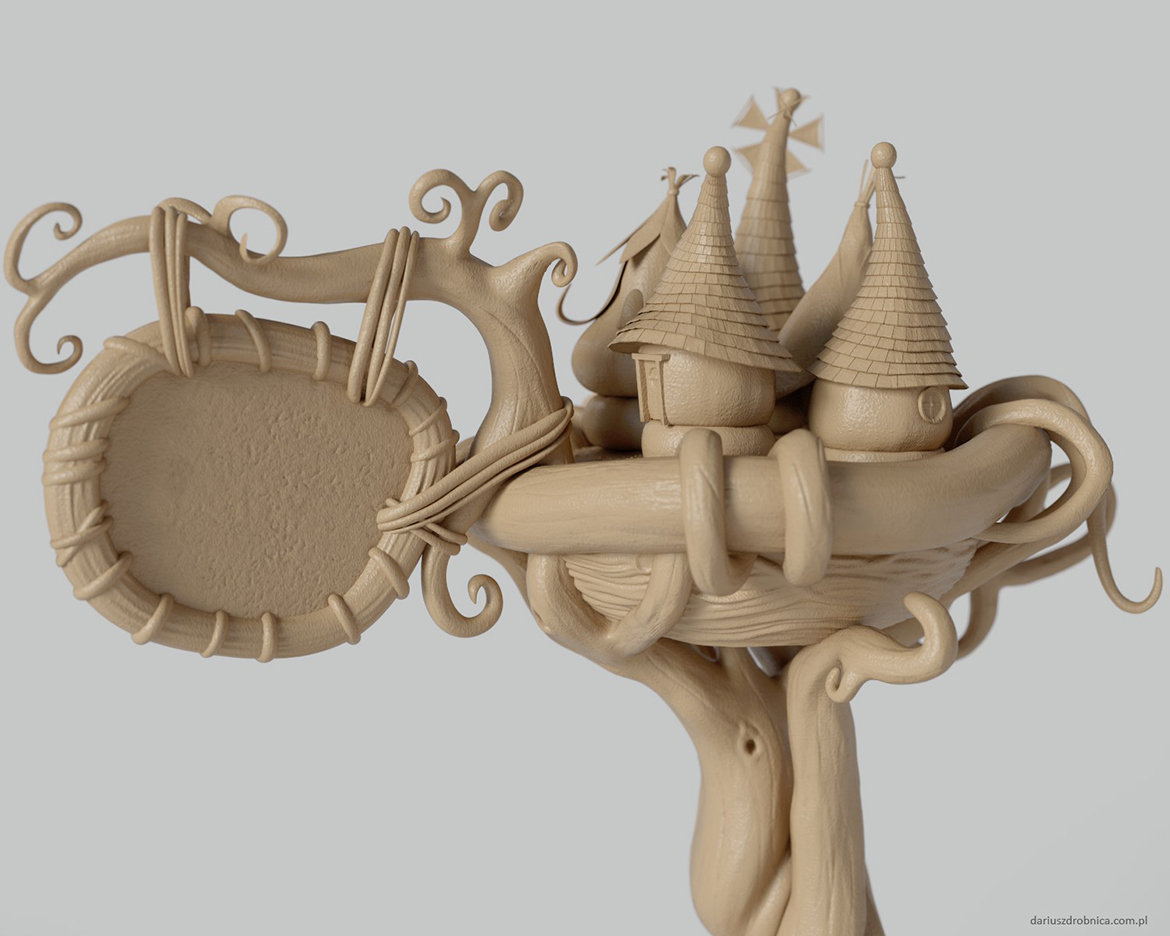 Pixie Hollow Sign high poly sculpt