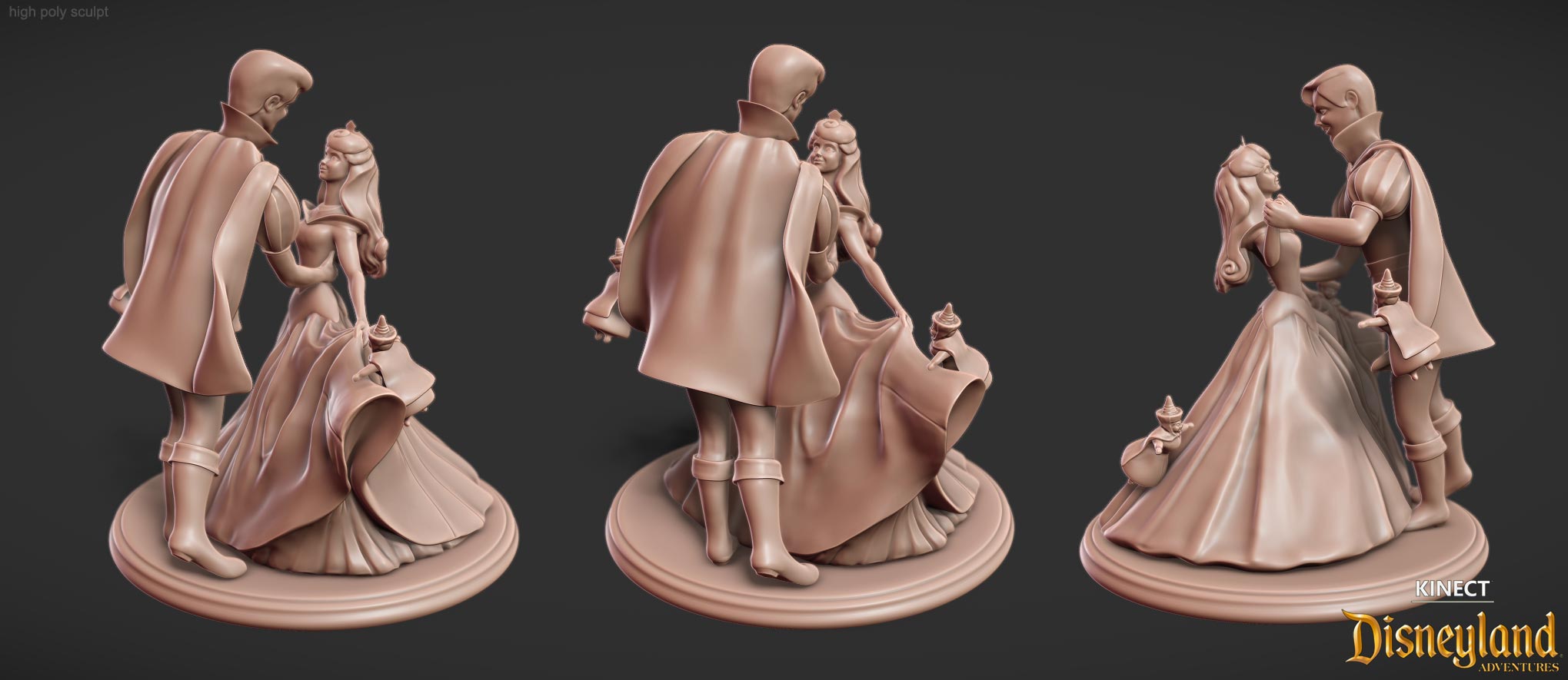 aurora and philip high poly sculpt