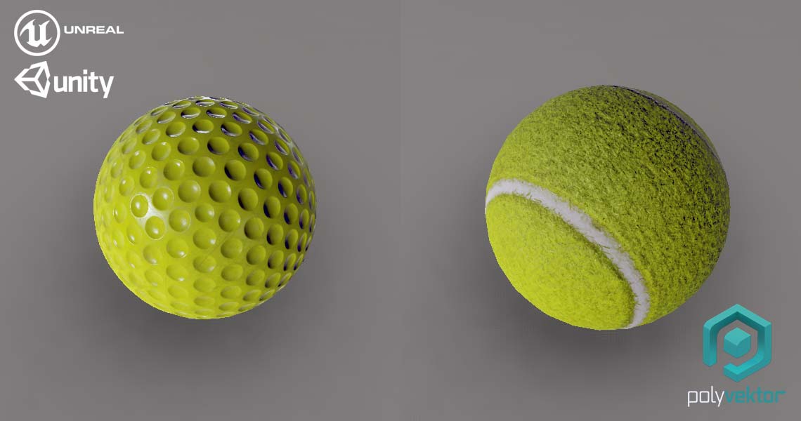 Golf Tennis ball low poly Unreal Unity